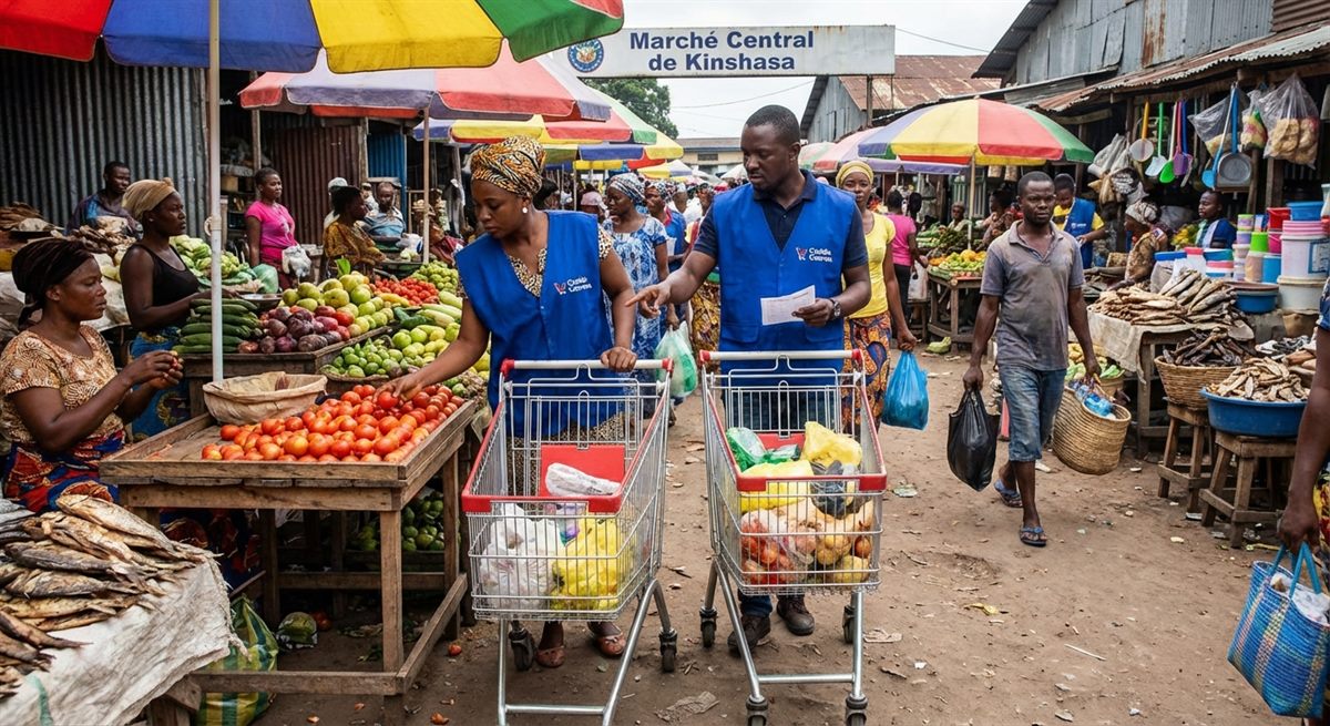 Equipe Caddie Courses au marche central de Kinshasa